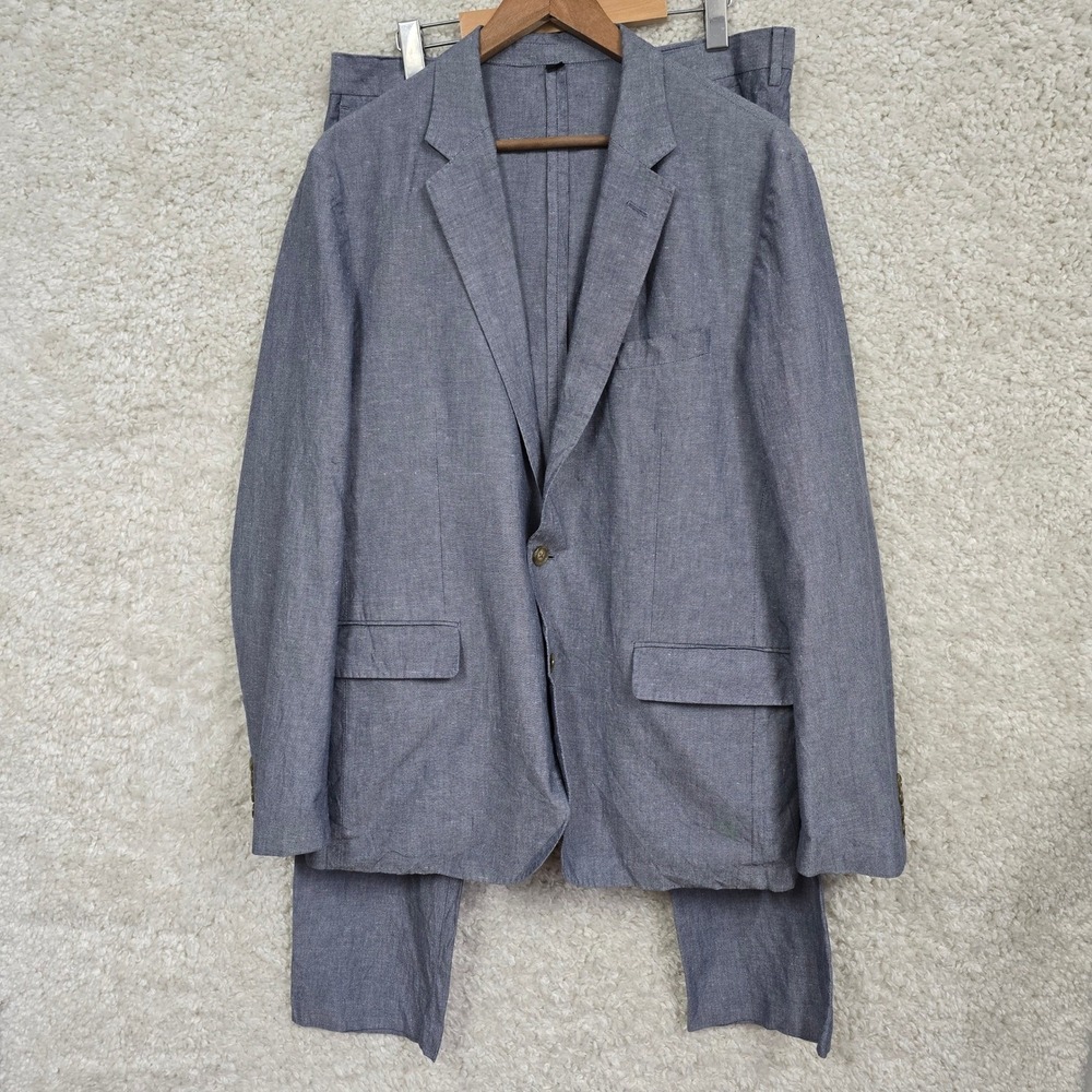 J.Crew Ludlow Slim Suit Mens 42R (33x30) Blue Baird McNutt Irish Linen Cotton